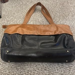 Vintage HOBO tote - color block brown and black leather